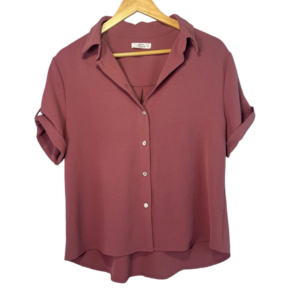 Women's Beacon‎ Apparel Size Mall Mauve Button-Up Blouse